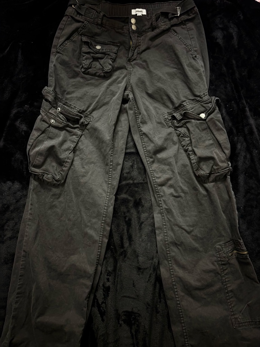 Garage Black Wide-Leg Cargo Pants
